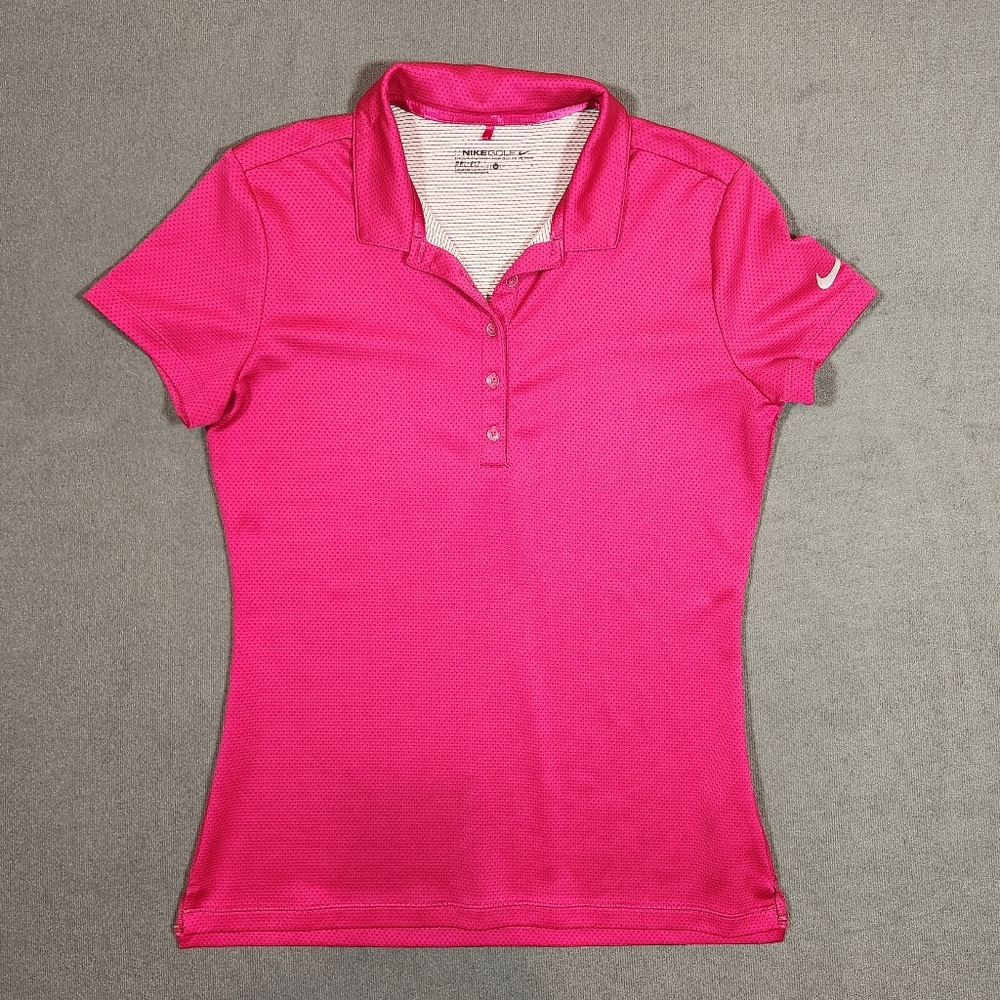 Nike Women's Precision Texture 1 Golf Polo 831273-607, pink/black Medium